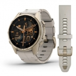 Garmin fenix 8 43mm AMOLED Sapphire, kr�marany titanium, homokk� b�rsz�jjal + homokk�/sz�rke szilikon sz�jjal