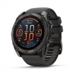 Garmin fenix 8 51mm AMOLED Sapphire, karbonsz�rke DLC titanium, fekete/s�t�tsz�rke szilikon sz�jjal